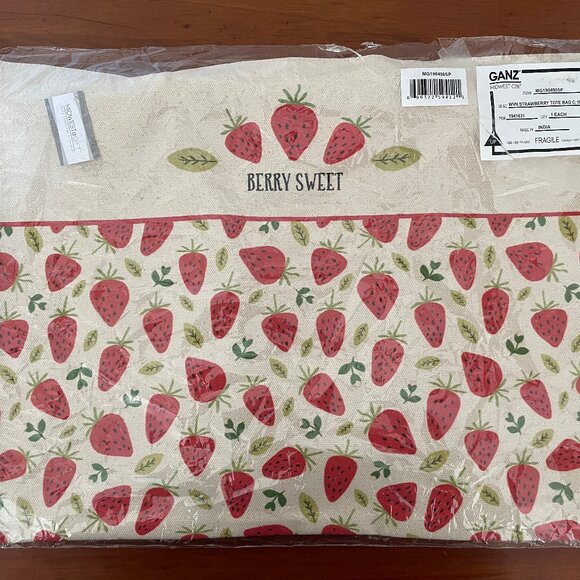 Strawberry Canvas Tote Bag "Berry Sweet" ~ New with Tags - Picture 5 of 6